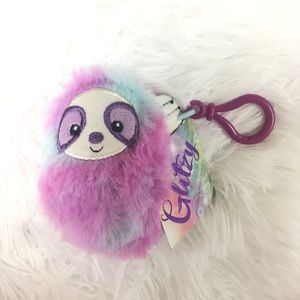 Sloth glitzy clip keychain NWT